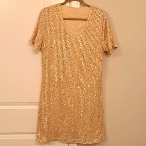 Shimmery Gold Sequined Dress